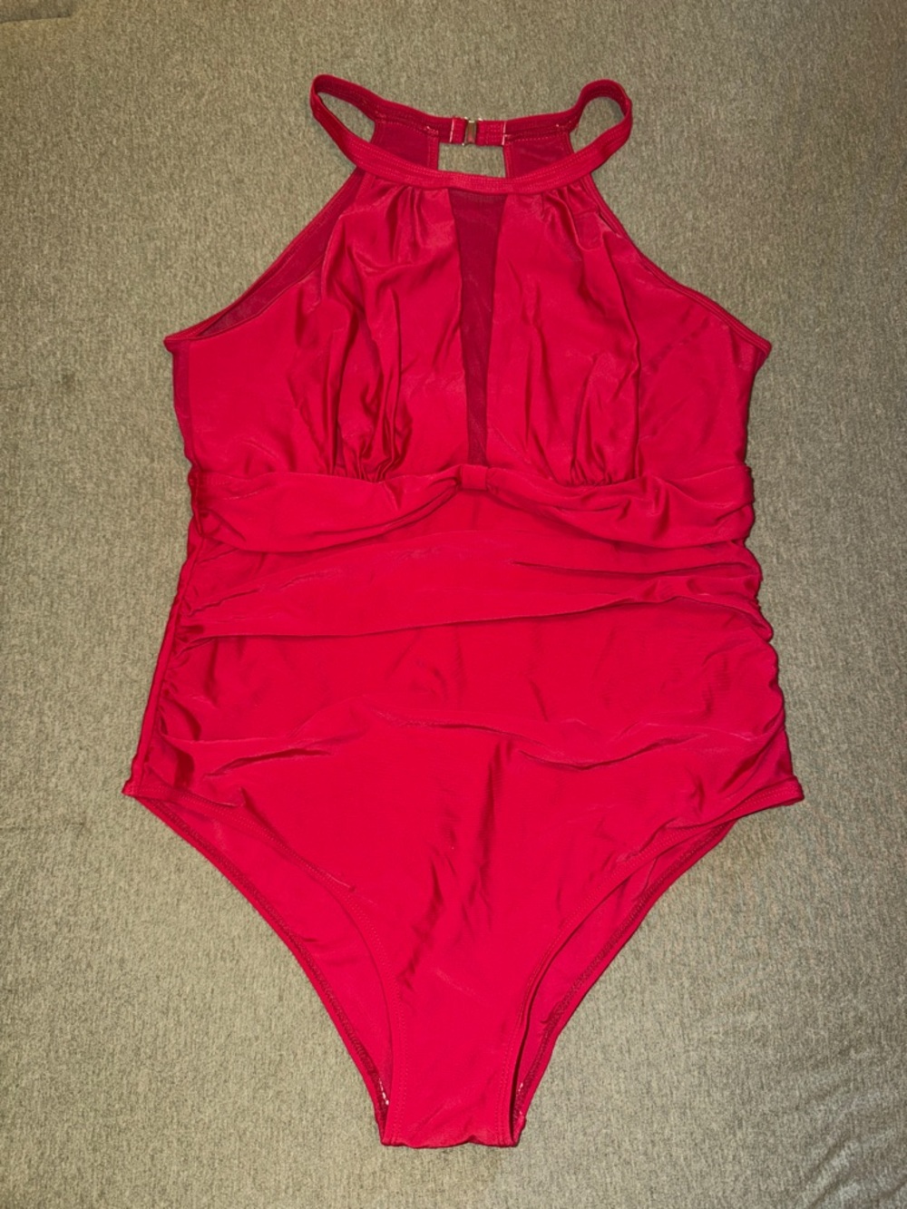Red High Neck One-Piece Swimsuit by Tempt Me size 16